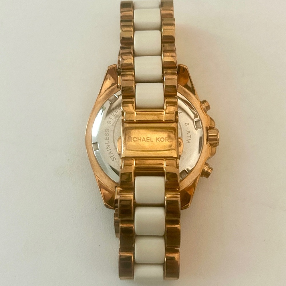 Michael Kors Rose Gold and White Women's Watch - Picture 3 of 4